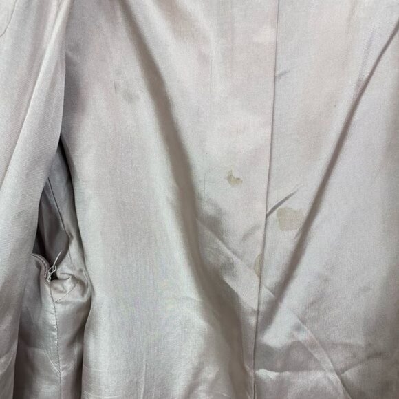 Herman Kay Vintage Wool Coat Oatmeal Tan Button-Up Lined Shoulder Pads Sze Large - Picture 5 of 8